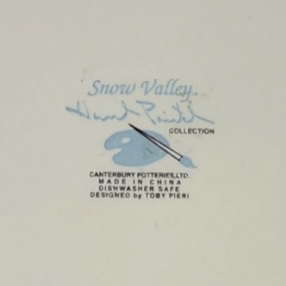 1 Vtg Snow Valley Canterbury Potteries Christmas Snowman Dinner Plate - Picture 3 of 3